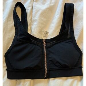 Lululemon Athletica Zip Front Sports‎ Bra Medium Support Black Size 2 wireless